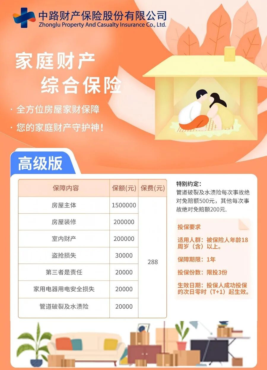 家庭财产综合保险 · 高级版 产品详情